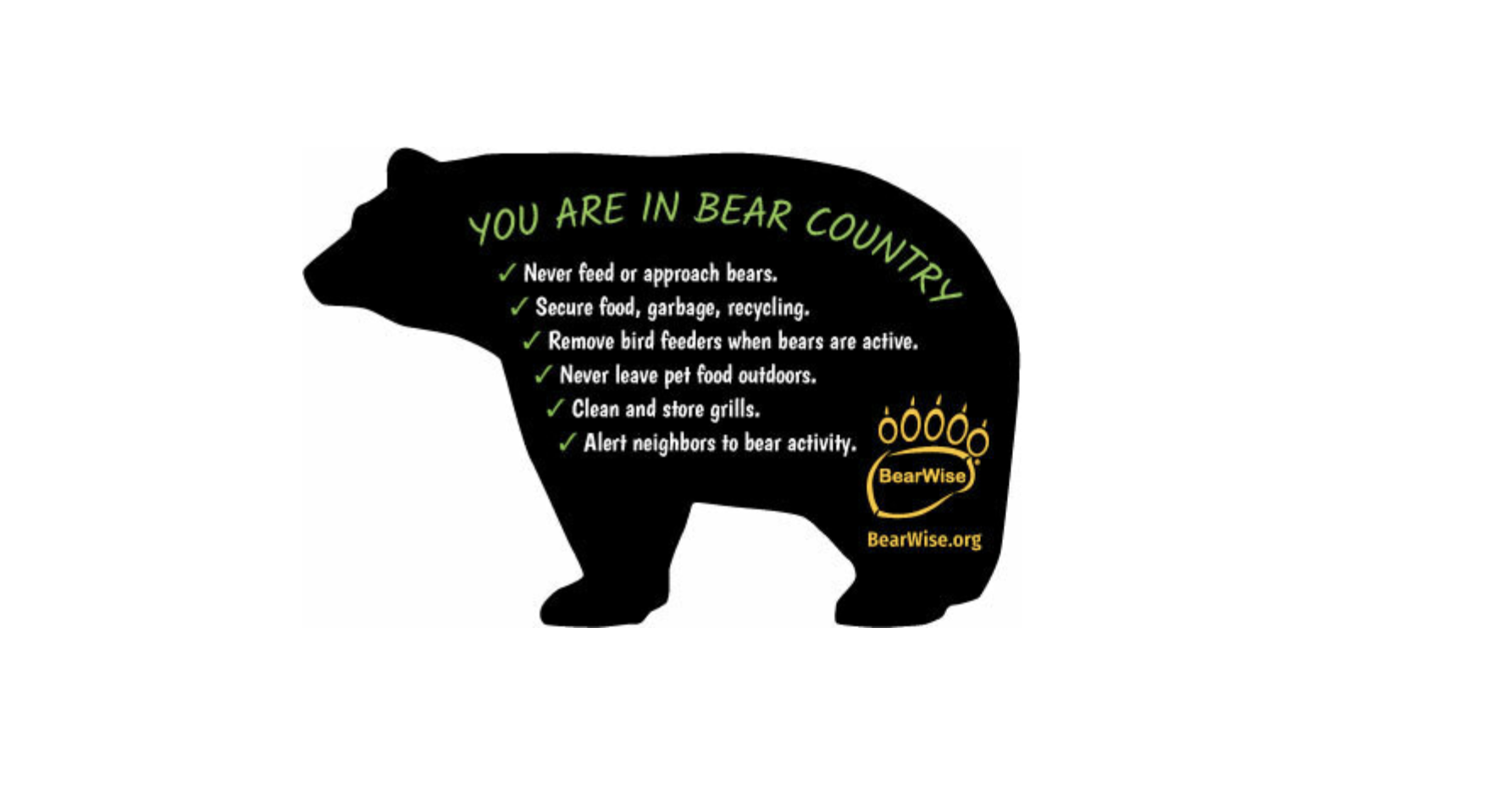 drawing of black bear with BearWise info inside