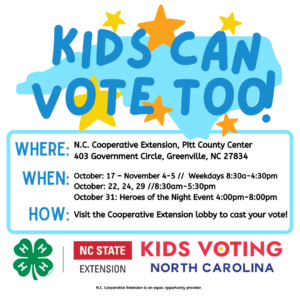 Cover photo for Kids Voting - NC 4-H  Pitt County